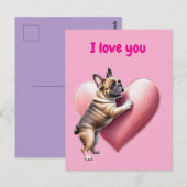 Französische Bulldogge i love Valentinstag ポストカード (正面/裏面)