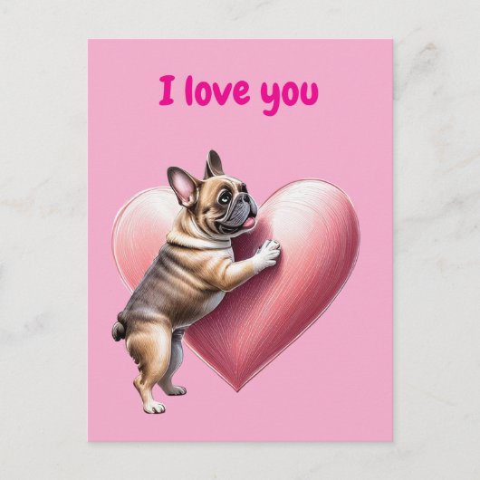 Französische Bulldogge i love Valentinstag ポストカード (正面)