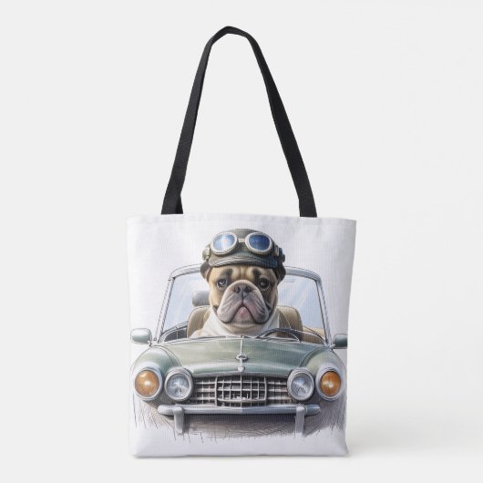 Französische Bulldogge im Oldtimer Vatertag トートバッグ (裏面)
