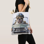 Französische Bulldogge im Oldtimer Vatertag トートバッグ (クローズアップ)