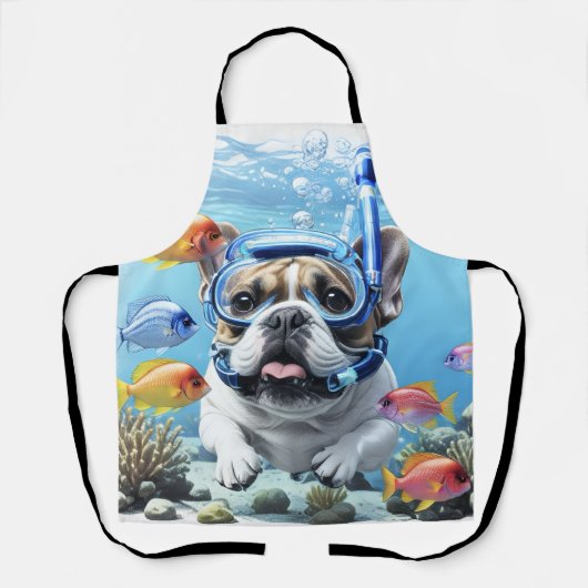 Französische Bulldogge im Urlaub French Bulldog エプロン (正面)