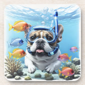 Französische Bulldogge im Urlaub French Bulldog コースター (正面)