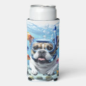 Französische Bulldogge im Urlaub French Bulldog スリム缶クーラー (Seltzer正面)