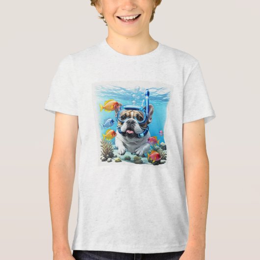 Französische Bulldogge im Urlaub French Bulldog トライブレンドＴシャツ (正面)