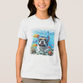 Französische Bulldogge im Urlaub French Bulldog トライブレンドＴシャツ (正面)