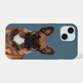Französische Bulldogge in Neon iPhone 15ケース (裏面横)