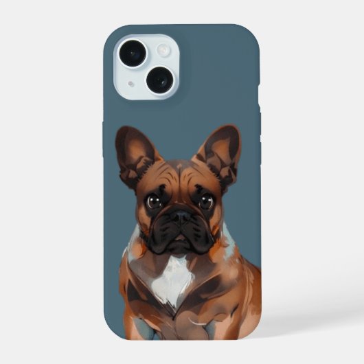 Französische Bulldogge in Neon iPhone 15ケース (裏面)
