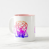 Französische Bulldogge Kaffeebecher Kaffeetasse ツートーンマグカップ (正面左)