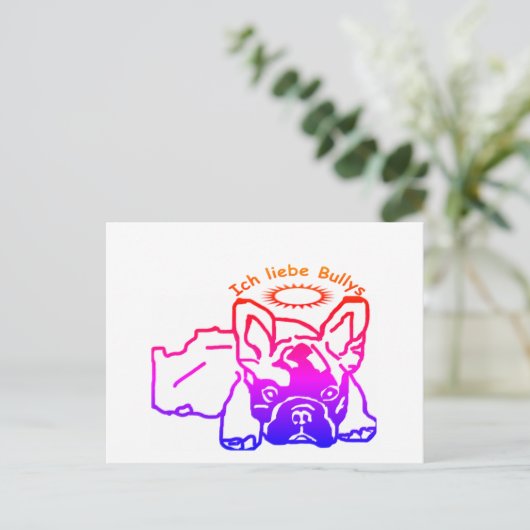 Französische Bulldogge Krone French Bulldog ポストカード (スタンド正面)