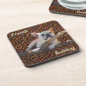 Französische Bulldogge Leopard French Bulldog コースター (左側)