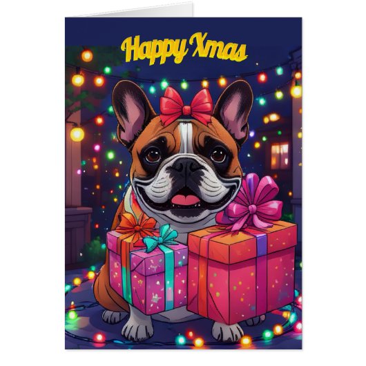 Französische Bulldogge Lichterkette Weihnachten (正面)