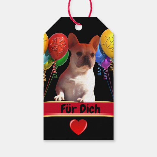 Französische Bulldogge Luftballon French Bulldog ギフトタグ (正面)