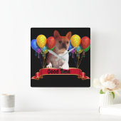 Französische Bulldogge Luftballon French Bulldog スクエア壁時計 (ホーム)