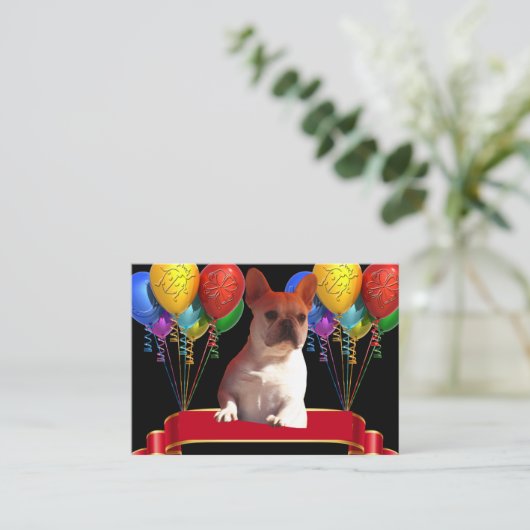 Französische Bulldogge Luftballon French Bulldog ノートカード (スタンド正面)