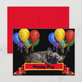 Französische Bulldogge Luftballon French Bulldog ポストカード (正面/裏面)