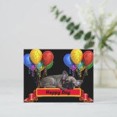 Französische Bulldogge Luftballon French Bulldog ポストカード (スタンド正面)