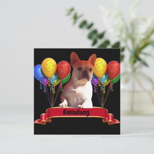 Französische Bulldogge Luftballon French Bulldog 招待状 (スタンド正面)