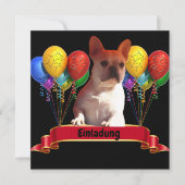 Französische Bulldogge Luftballon French Bulldog 招待状 (正面)