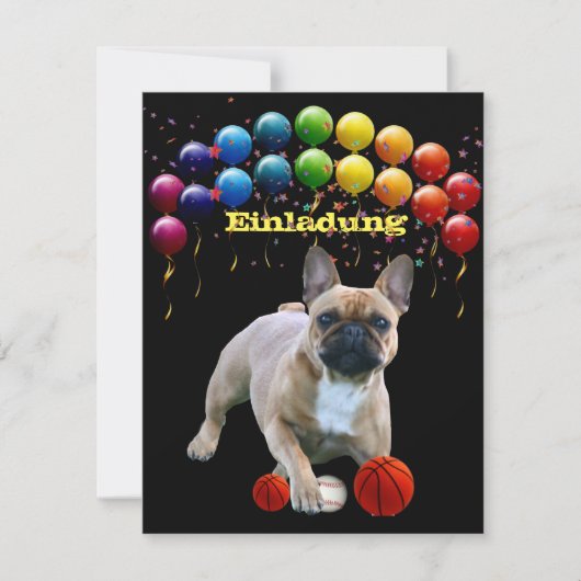 Französische Bulldogge Luftballon French Bulldog 招待状 (正面)