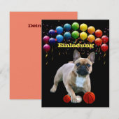 Französische Bulldogge Luftballon French Bulldog 招待状 (正面/裏面)