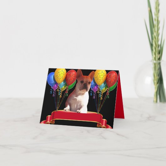 Französische Bulldogge Luftballon French Bulldog 招待状 (正面)