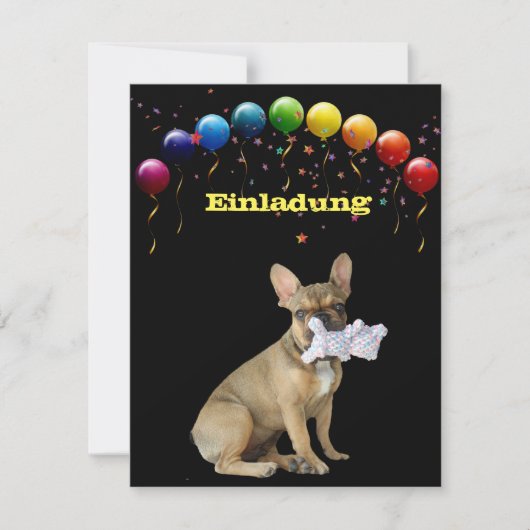 Französische Bulldogge Luftballon French Bulldog 招待状 (正面)