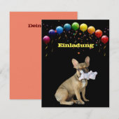 Französische Bulldogge Luftballon French Bulldog 招待状 (正面/裏面)