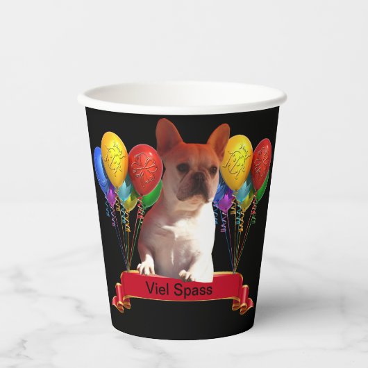 Französische Bulldogge Luftballon French Bulldog 紙コップ (正面)