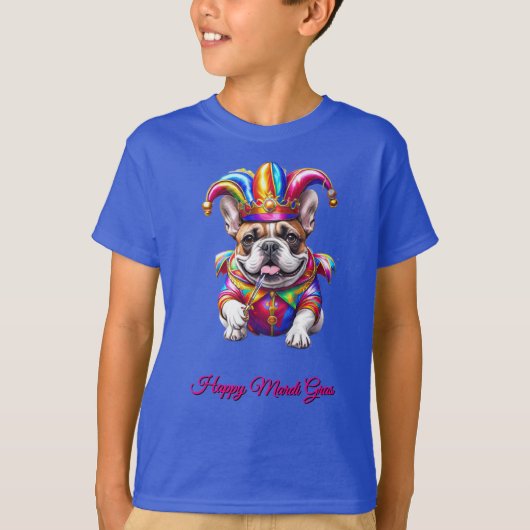 Französische Bulldogge Mardi Gras French Bulldog Tシャツ (正面)