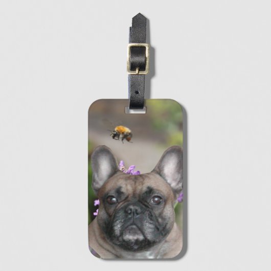 Französische Bulldogge mit Biene French Bulldog ラゲッジタグ (正面縦)