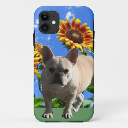Französische Bulldogge mit Blumen French Bulldog  Case-Mate iPhoneケース (裏面)