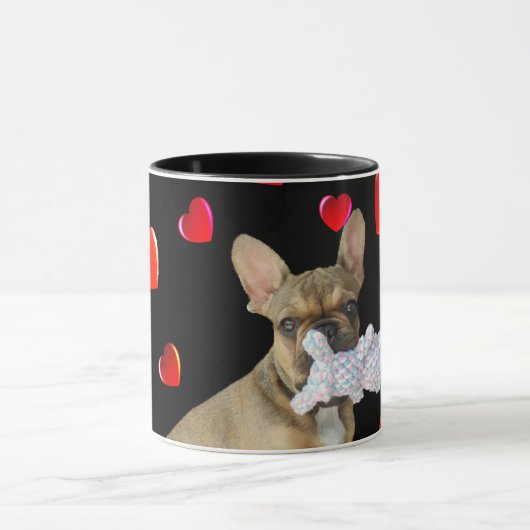 Französische Bulldogge mit Herz French Bulldog マグカップ (中央)