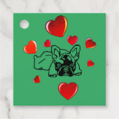 Französische Bulldogge mit Herz Geschenkanhänger フェイバータグ (正面)
