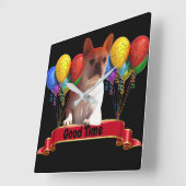 Französische Bulldogge mit Luftballons スクエア壁時計 (傾斜)