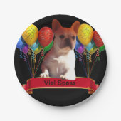 Französische Bulldogge mit Luftballons ペーパープレート (正面)