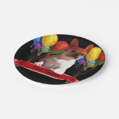 Französische Bulldogge mit Luftballons ペーパープレート (アングル)