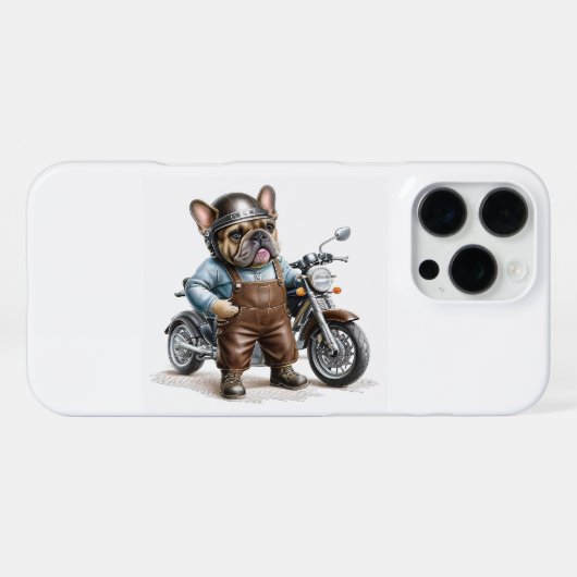 französische Bulldogge Motorrad iPhoneケース (裏面横)