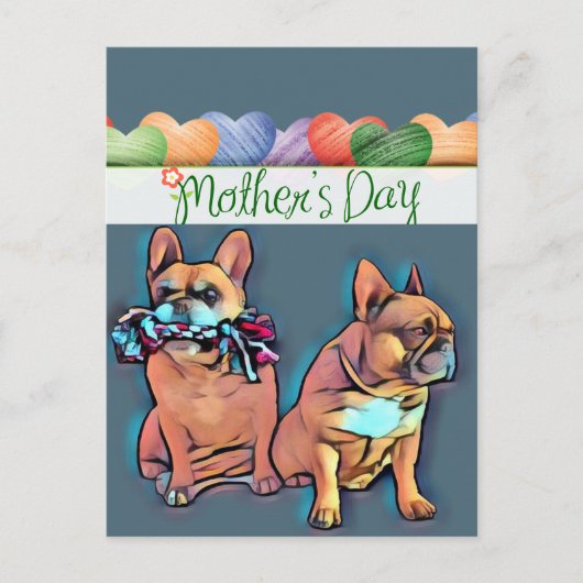 Französische Bulldogge Muttertag French Bulldog ポストカード (正面)