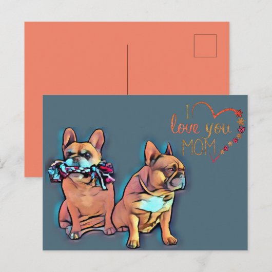 Französische Bulldogge Muttertag French Bulldog ポストカード (正面/裏面)