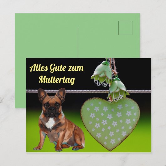 Französische Bulldogge Muttertag French Bulldog ポストカード (正面/裏面)