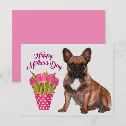 Französische Bulldogge Muttertag French Bulldog 招待状 (正面/裏面)