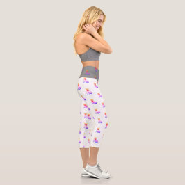 Französische Bulldogge Neon French Bulldog カプリレギンス