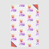 Französische Bulldogge Neon French Bulldog ゴルフタオル (正面)