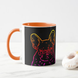 Französische Bulldogge Neon Herz French Bulldog マグカップ