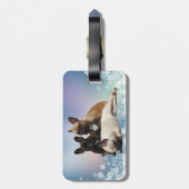 Französische Bulldogge Neon Herz French Bulldog ラゲッジタグ (裏面縦)