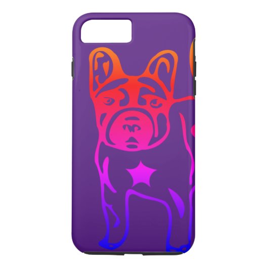 Französische Bulldogge Neon Herz French Bulldog Case-Mate iPhoneケース (裏面)
