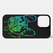 Französische Bulldogge Neon Herz French Bulldog iPhoneケース (裏面横)