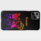 Französische Bulldogge Neon Herz French Bulldog iPhoneケース (裏面横)