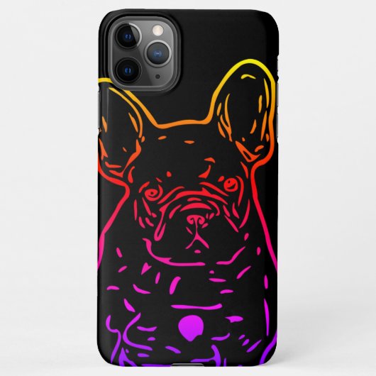 Französische Bulldogge Neon Herz French Bulldog iPhoneケース (裏面)