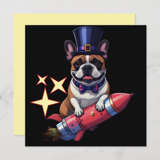 Französische Bulldogge Neujahr French Bulldog  (正面/裏面)